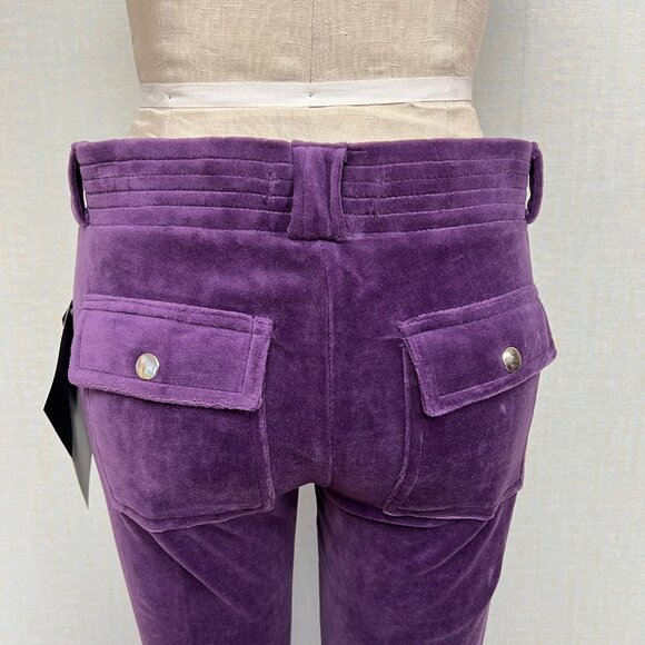 Vintage NWT Deadstock Y2K Rampage Velour Low Rise Track Pants Purple Medium - Picture 6 of 6